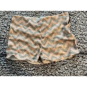 Women's Pink & Gray Sequin Charlotte Russe Shorts Size L